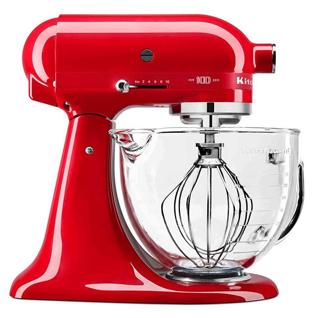 KitchenAid KSM180QHGSD Queen of Hearts Stand Mixer, 5 Qt, Passion Red