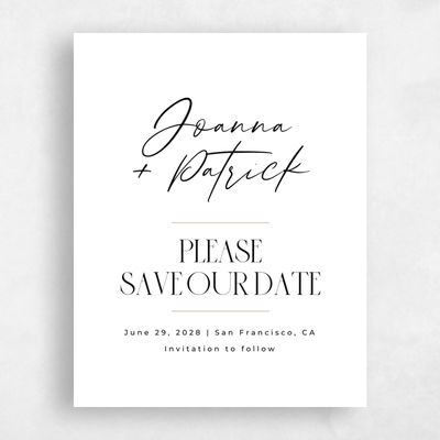 White Typography Wedding Save the Date - Hannegan Portrait