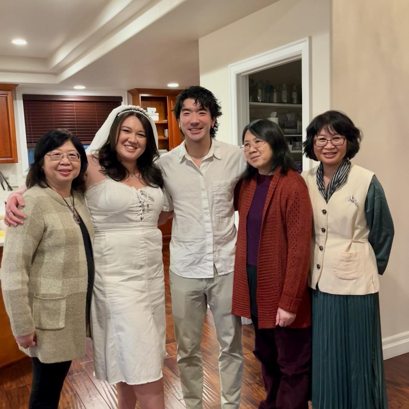 L to R: Lynna (aunt, “Ling Yee”), Vienna, Andrew, Karolyn (mom), Megan (aunt, “Moy Yee”)
