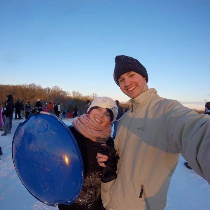 Too much fun sledding at Glasgow Park in Delaware. The blue sled didn't make it past this day.