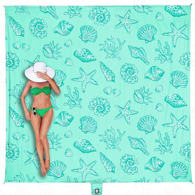WEKAPO Beach Blanket Waterproof Sandproof Oversized, Extra Large Beach Mat Sand Free, Lightweight & Compact Sand Free Mat with 6 Stakes & 4 Corner Pockets
