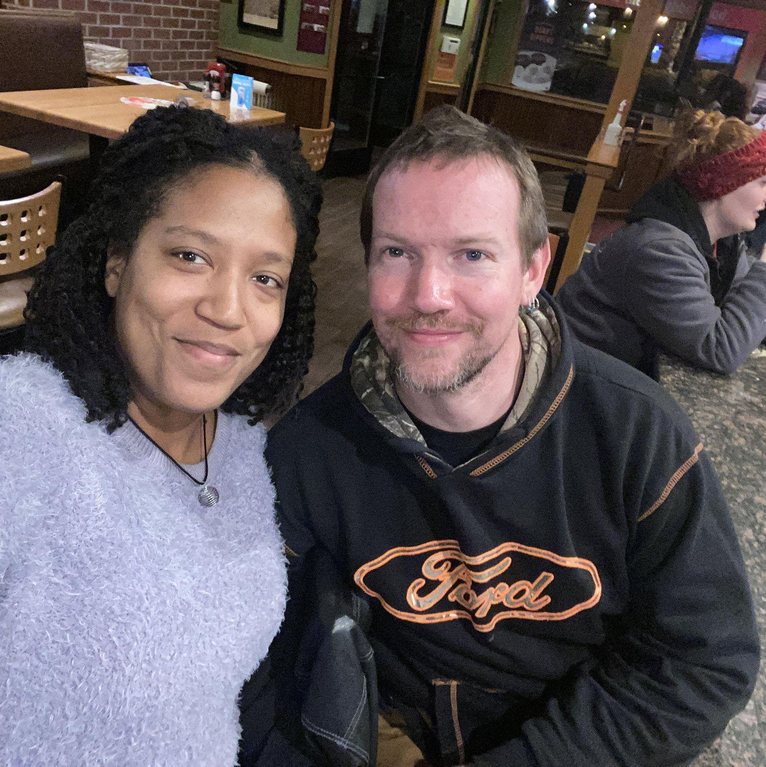 Applebees - December 2021.  Just hanging with friends.  Who knew that in just 3 years a new love would blossom?