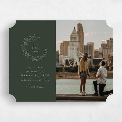 Green Ticket Wedding Save the Date - Sequoia Photo