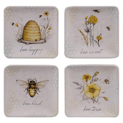 6" 4pk Earthenware Sweet As A Bee Canape Plates