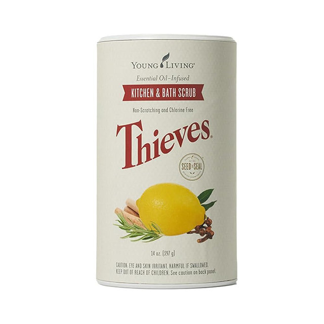 Young Living Thieves Kitchen And Bath Scrub | 14 Oz | Plant-Based Cleaning Formula | Tough On Grease And Grime | Infused With Thieves Essential Oil Blend | Rinses Clean Without Residue