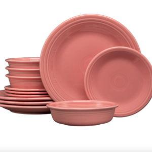 Classic Rim 12-Piece Dinnerware Set, Service for 4 (COLOR: PEONY)