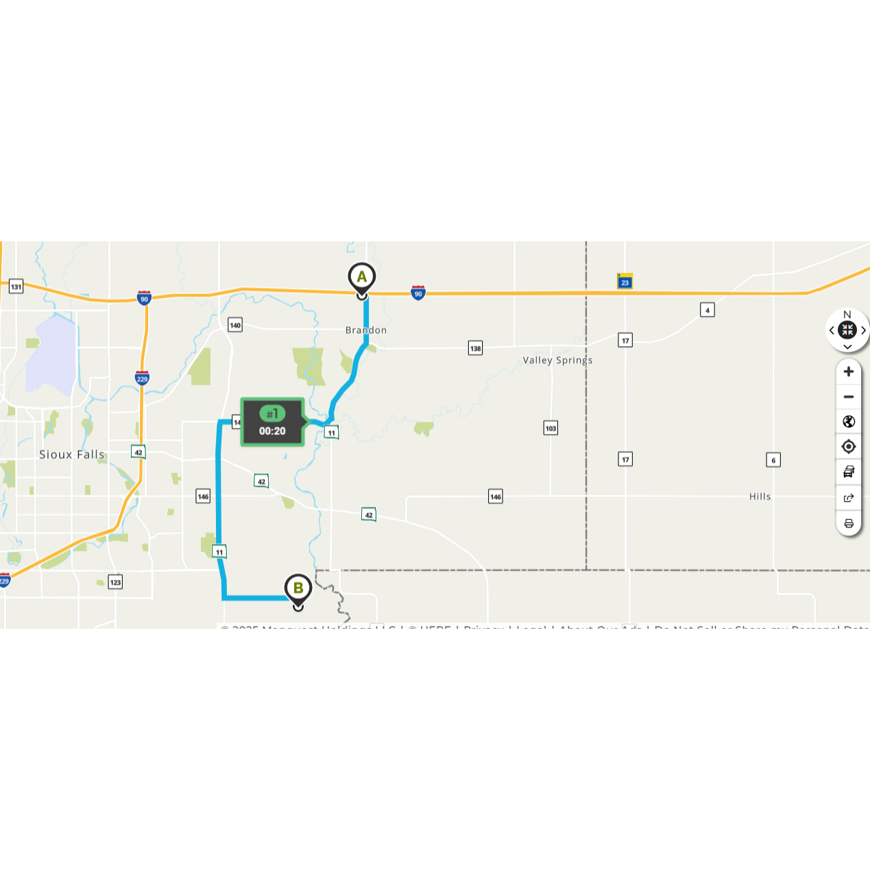 Map from the hotel to the ceremony