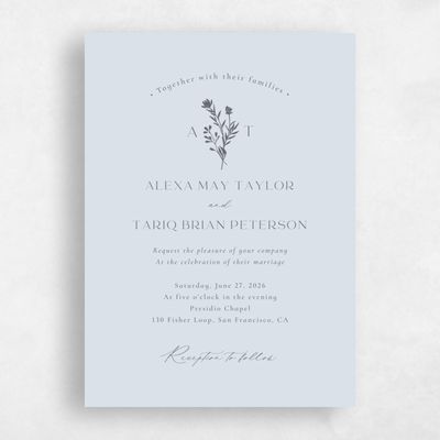 Blue Whisper Wedding Invitation - Hazel Portrait