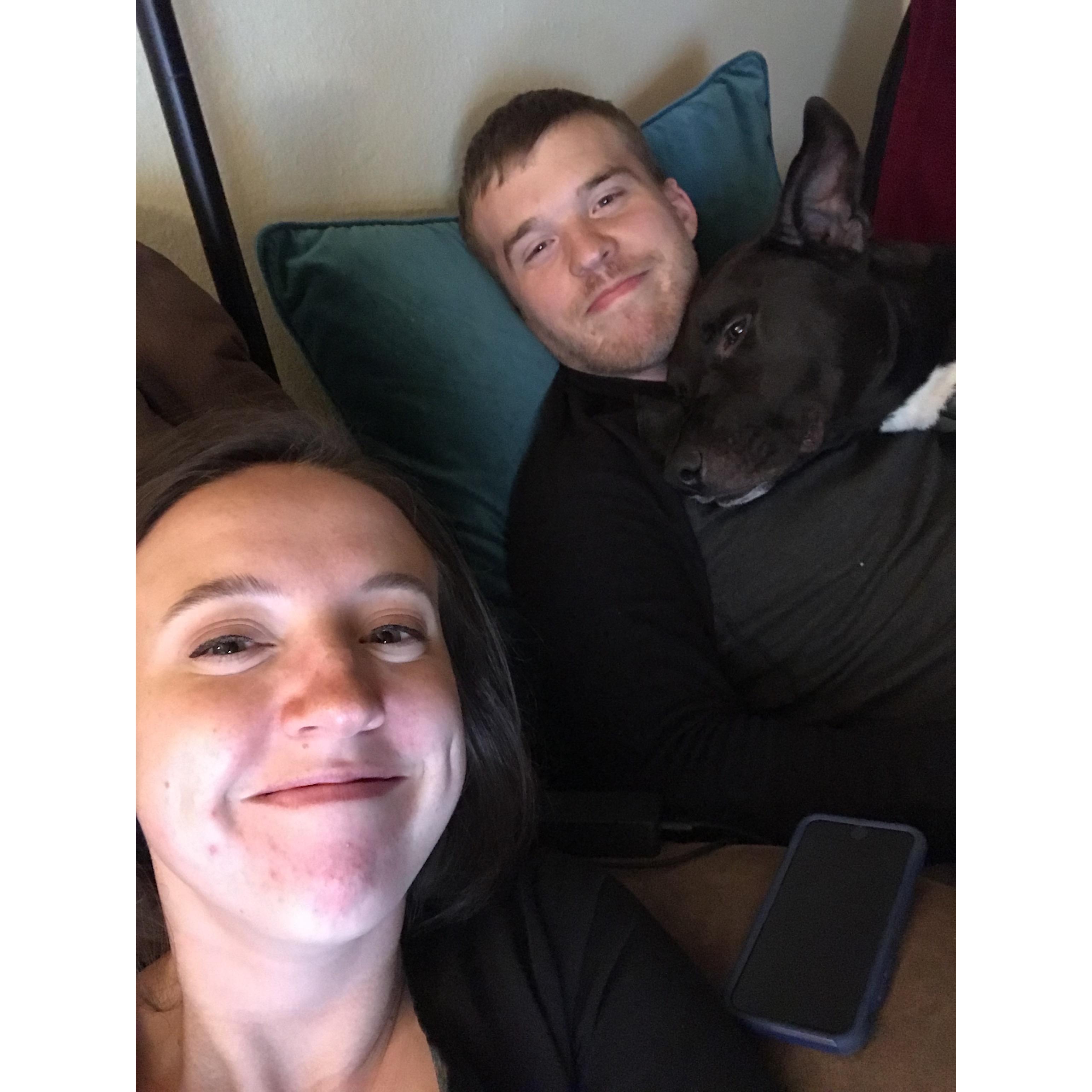 Lovin' on foster dog, Duke 2018