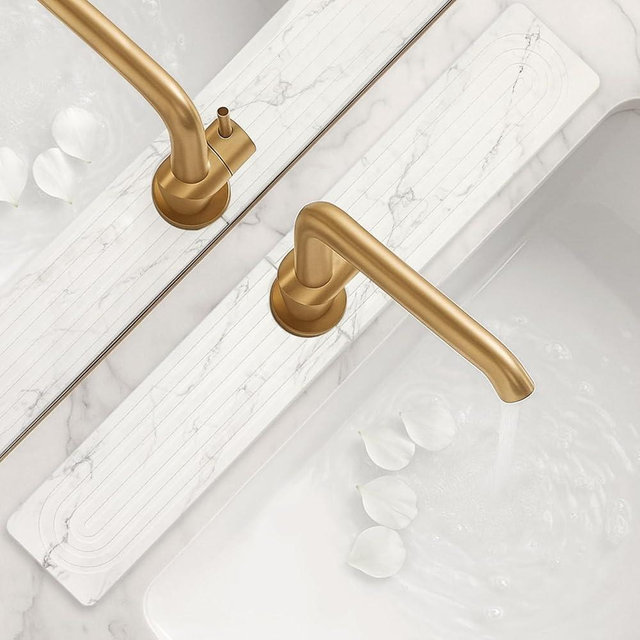 Large Stone Faucet Mat for Kitchen Sink Tray Diatomaceous Earth Quick Dry Faucet Mats Water Absorbing Diatomite Stone Drying Trays Kitchen Sink Protector Splash Guard Bathroom Counter Accessories