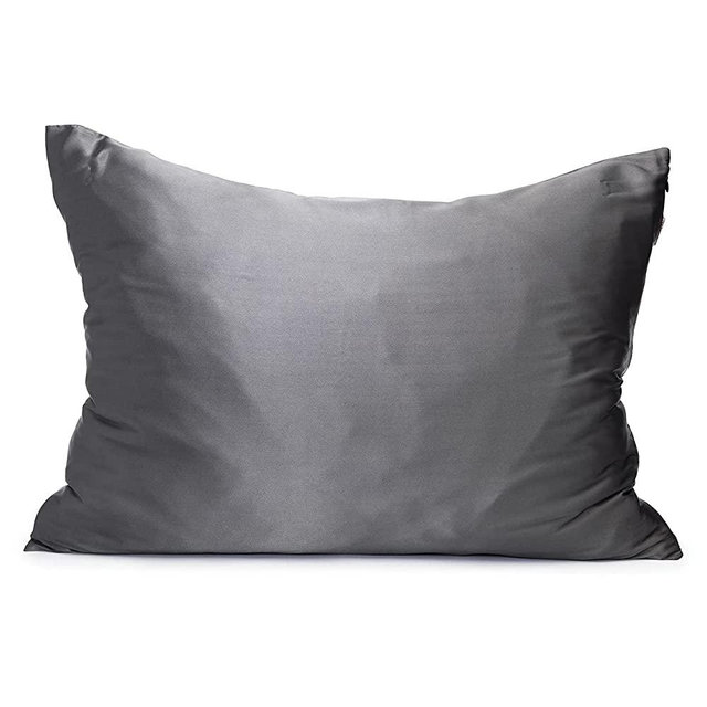 Kitsch 100% Satin Pillowcase with Zipper, Softer Than Silk Pillowcase for Hair & Skin, Cooling Pillow case, Satin Pillow Case Cover, Vegan Silk Satin Pillowcase Standard Size Queen (Charcoal)