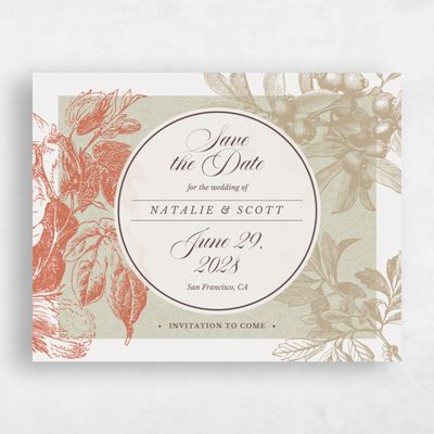 Coral, Pink Wedding Save the Date - Ridgemoor Landscape