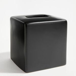 Matte Black Porcelain Tissue Box Cover