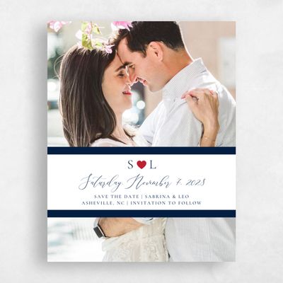 Navy, Blue Wedding Save the Date - Hartwell Monogram