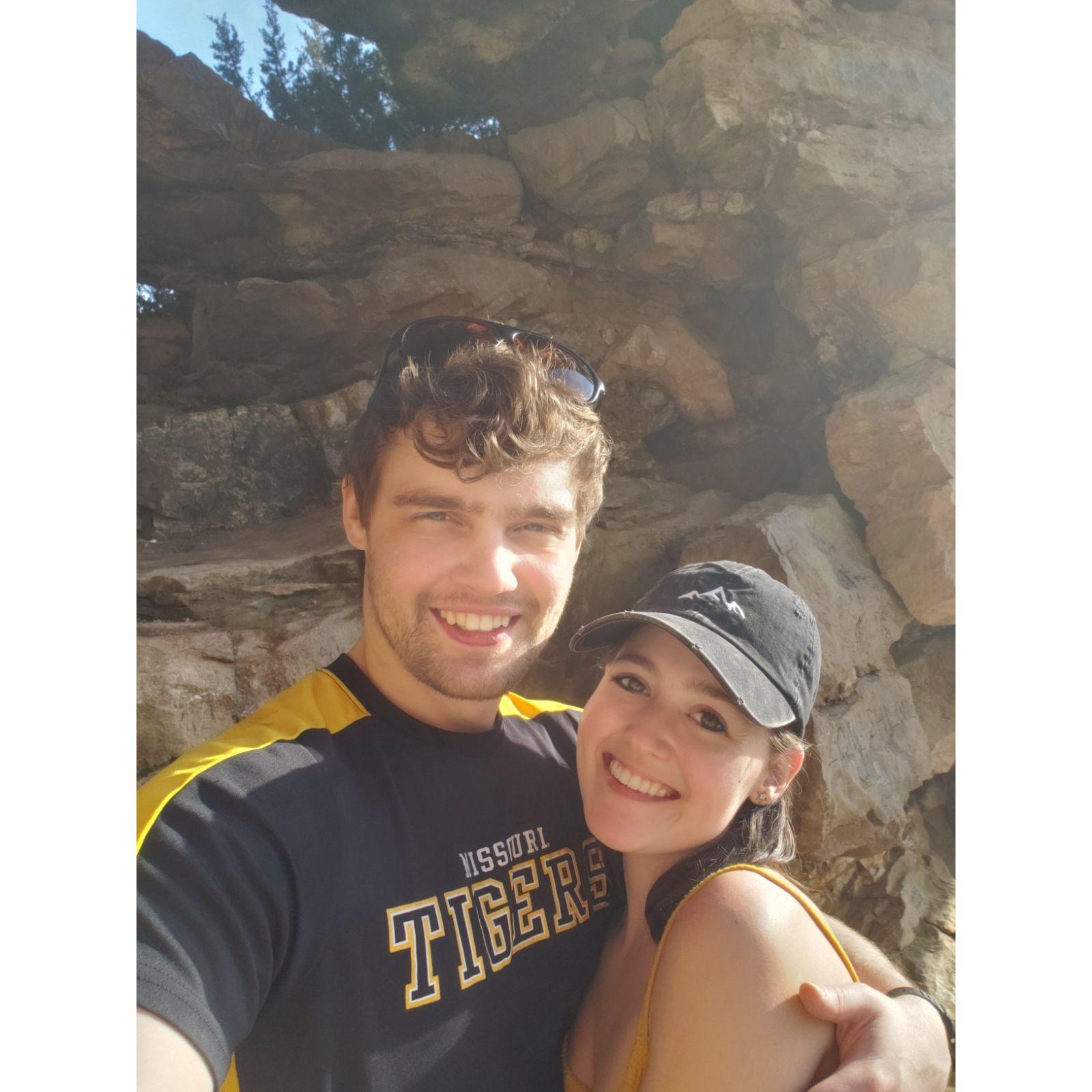 One of our first pictures together at the Pinnacles State Park in Columbia, MO April of 2020