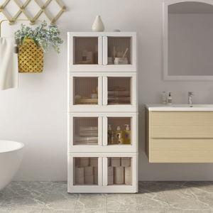 Rebrilliant Stackable Collapsible Plastic Storage Bins with Lids,304 QT Closet Organizers with Doors, 25''L x 15.5''W x 56''H & Reviews | Wayfair