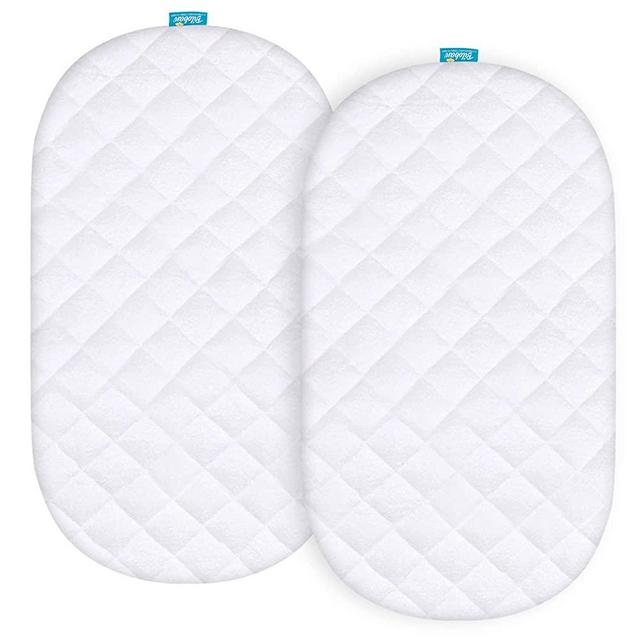 Waterproof Bassinet Mattress Pad Cover for UPPAbaby Bassinet, 2 Pack, Ultra Soft Bamboo Sleep Surface, Breathable and Easy Care
