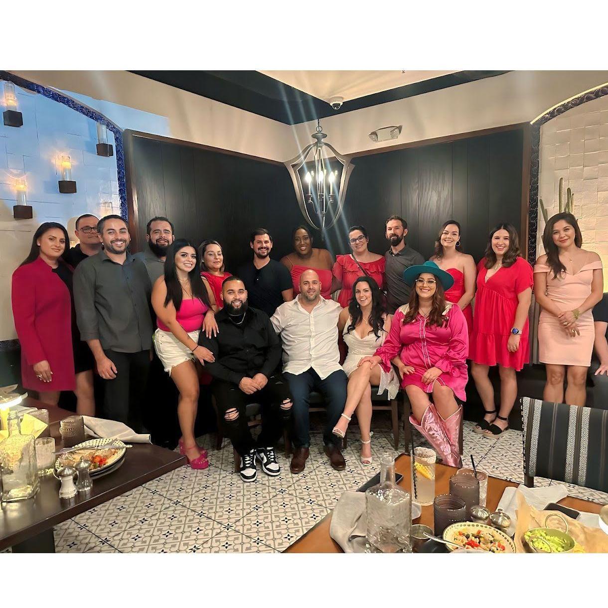 Group photo at dinner on Night 2 of the Bachelor/ette weekend. We had such a good time!