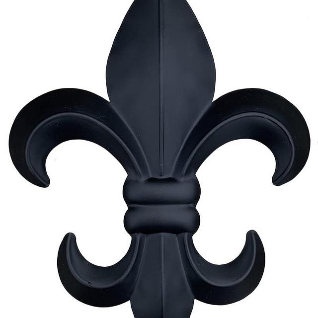Top Brass 10" Metal Fleur De Lis Wall Plaque/Art with hanger - Rustic Creole Tuscan Decor (Black)