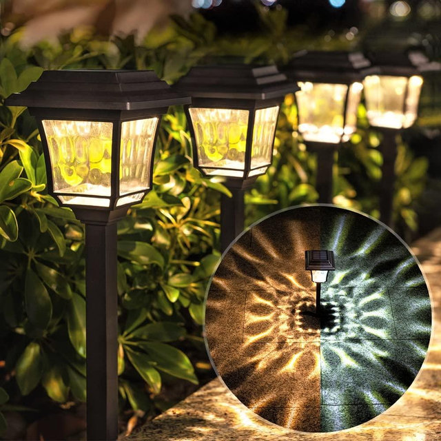 LeiDrail Solar Pathway Lights 8 Pack, 2 Modes Solar Garden Lights Outdoor Waterproof Path Light Warm White/Cool White LED Landscape Lighting for Yard Lawn Walkway Decoration