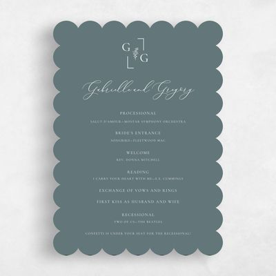 Green Scalloped Wedding Program - Olney