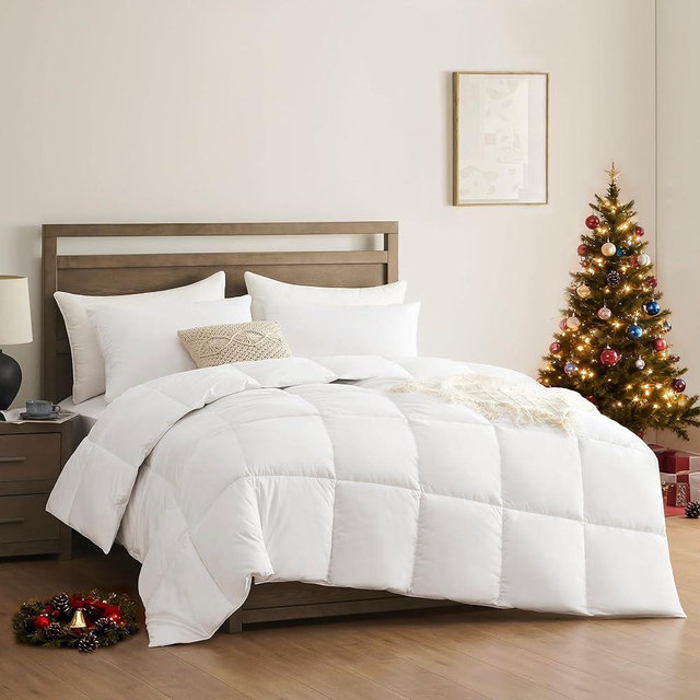 ACCURATEX Queen Duvet Insert Comforter,100% Cotton 400GSM Thick Fluffy Down Alternative Comforter,Breathable Soft White Hotel Bed Duvet Insert with Corner Tabs(90''x90'')