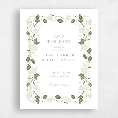 Classic Greige, White Wedding Save the Date - Colette Portrait