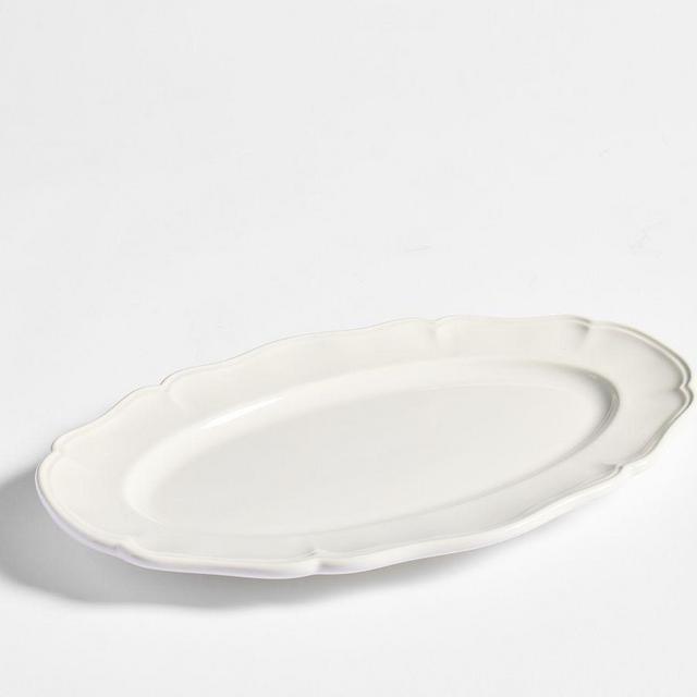 Heirloom Stoneware Oval Serving Platter - White
