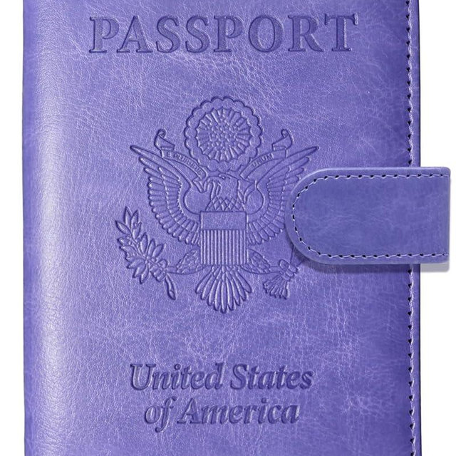 Sizobi Passport Holder for Travel, RFID Passport Cover Wallet for Women Men, Leather Passport Book Card Holder Case for International Travel Must Haves Accessories,Cruise Ship Essentials Gifts, Purple