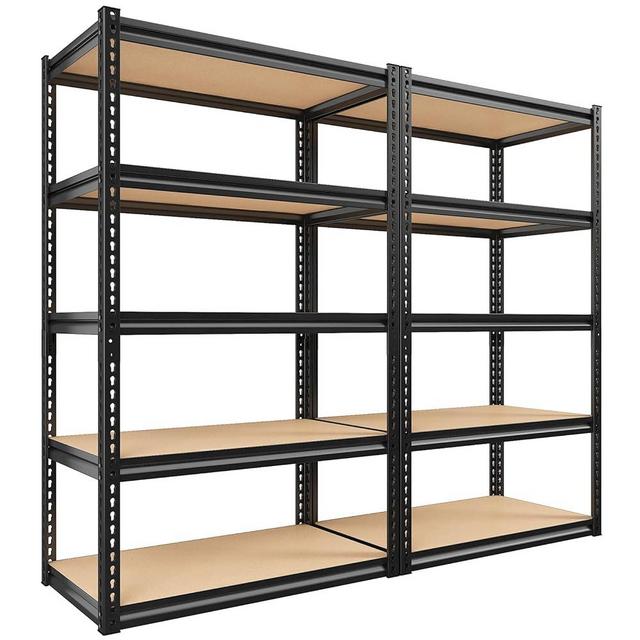 REIBII 72" H Garage Shelving Heavy Duty Storage Shelves 2000LBS Adjustable 5 Tier Metal Storage Shelving for Garage Storage Shelving Unit for Warehouse Pantry Basement, 72"H x 35.5"W x 15.8"D 2 Pack