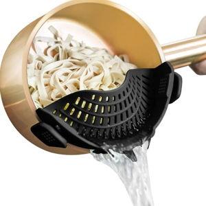 AUOON Clip On Strainer Silicone for All Pots and Pans, Pasta Strainer Clip on Food Strainer for Meat Vegetables Fruit Silicone Kitchen Colander