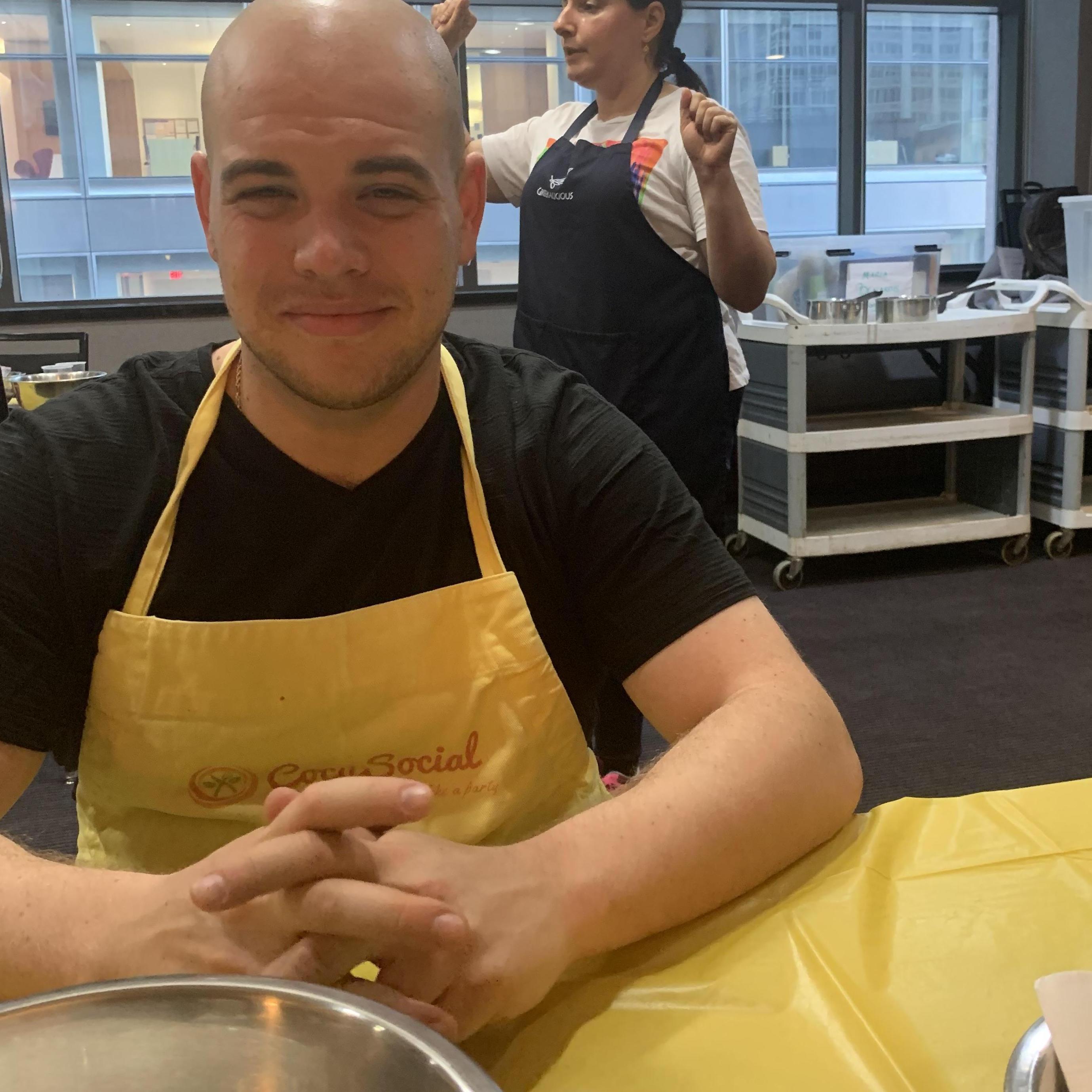 Date night learning how to make gnocchi. Our teacher was Australian and said "Gah-Knock-Y" It was hard to keep a straight face.