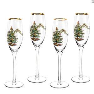 Spode Christmas Tree Set of 4 Champagne Flutes