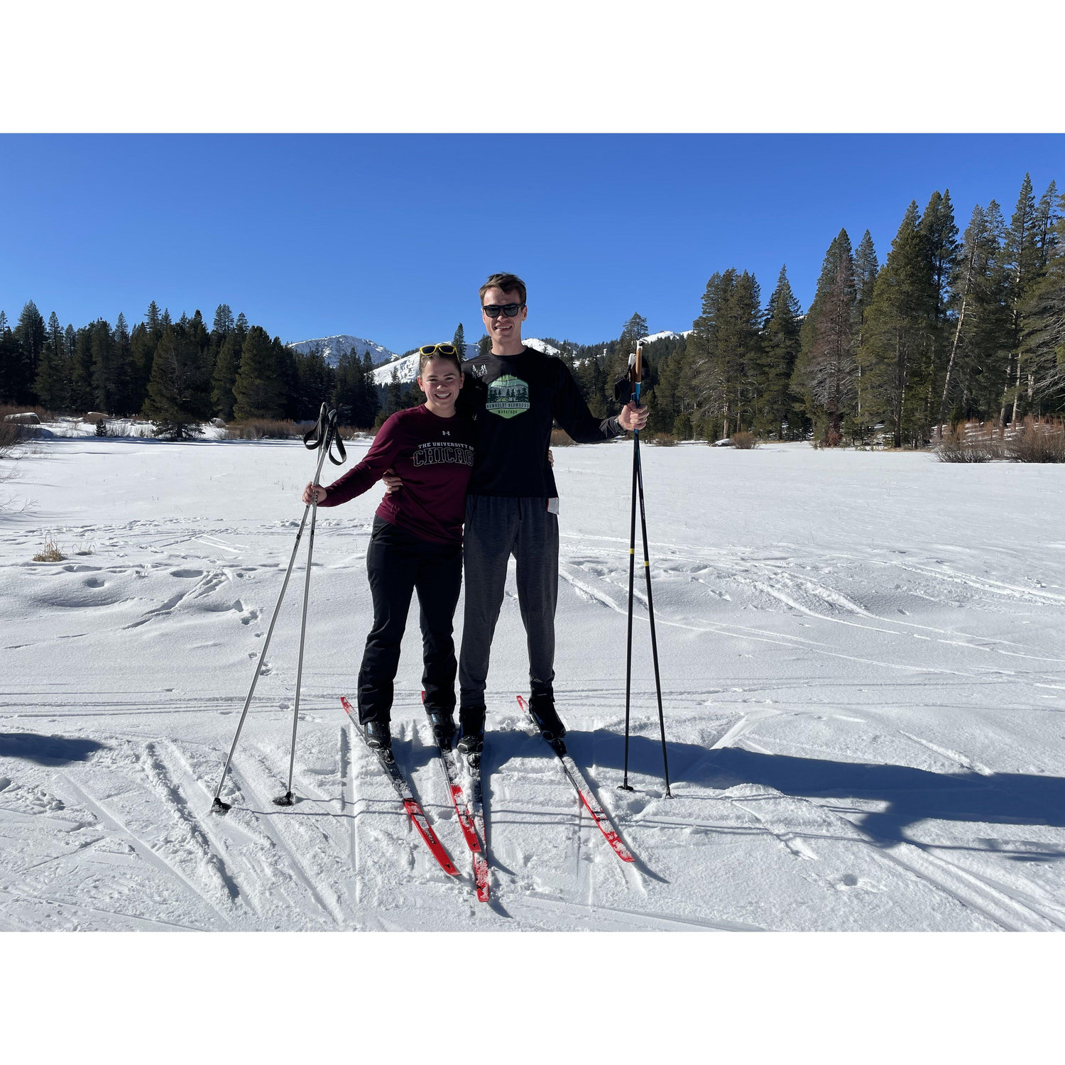 Cross country skiing in Tahoe while celebrating Thanksgiving with the Papes