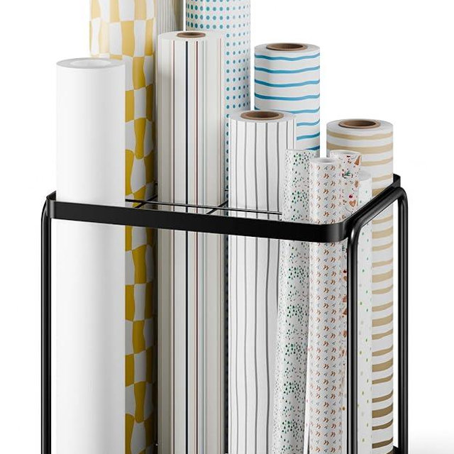 Josmimic Blueprint Storage Rack with Silent Wheels,12 Slots（4.3‘’×3.9‘’） Wrapping Paper Organizer Storage, Sturdy Cart for Organizing Construction Plans, Artwork,Map,Posters in Home/Office/School