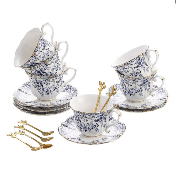 Blue Country Rose Tea Cups