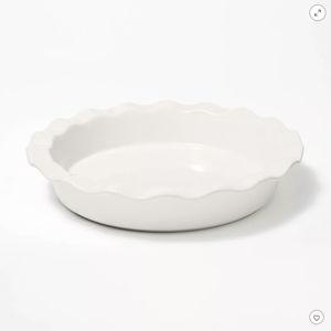 9" Round Stoneware Ruffle Pie Dish - Figmint™--Cream