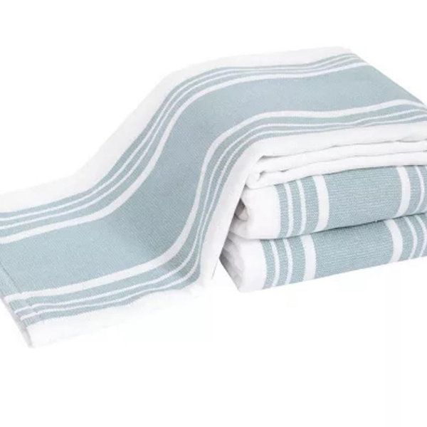 Stripe Dual Sided Woven Kitchen Towel, Set of 3 (Rainfall)