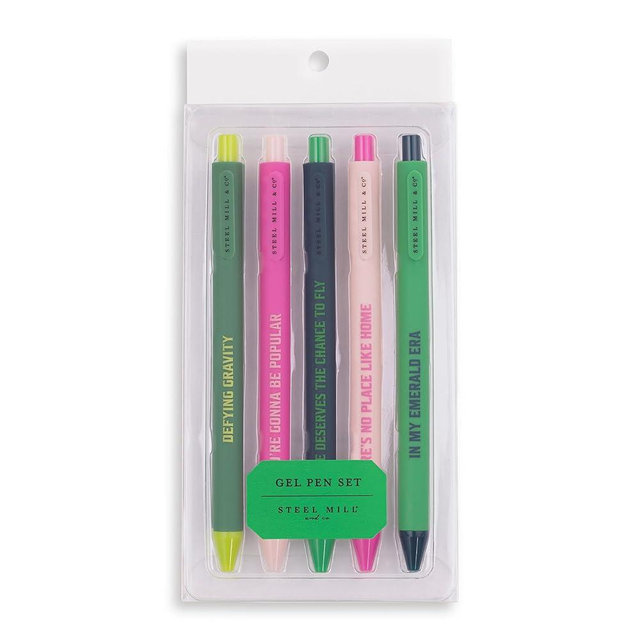 Steel Mill & Co Wicked Gel Pen Set, Cute Journaling Pens for Book Lovers/Librarians/School, Bookish Writing Pens, Assorted