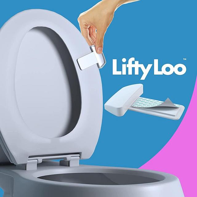 Lifty Loo Antimicrobial Toilet Seat Handle - Lift More, Less Mess -Easy Application 2 Pack