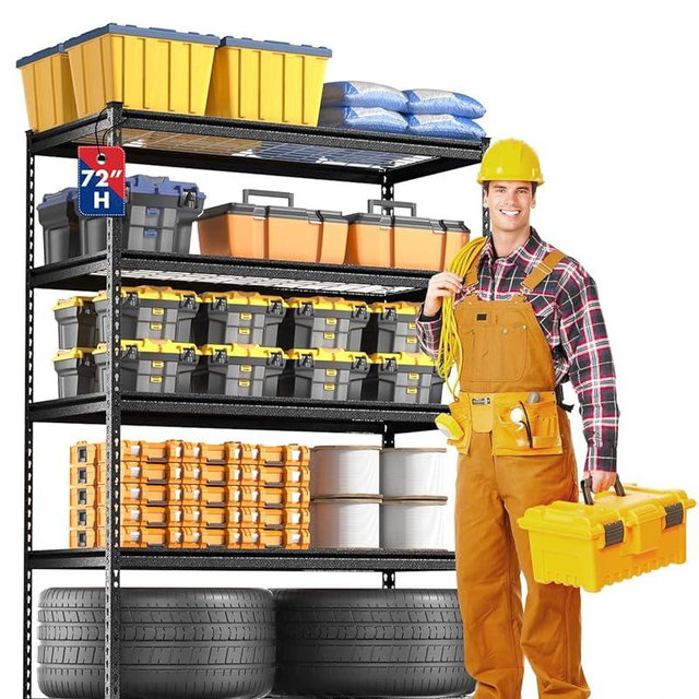 WORKPRO 5-Layer Heavy Duty Metal Storage Rack, 48”W x 24”D x 72”H, Adjustable Shelving Unit with 4000 lbs Total Load Capacity, for Garage, Kitchen, Bathroom, Warehouse