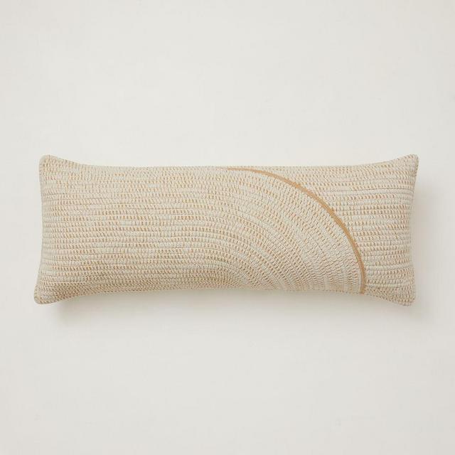 Outdoor Woven Arches Pillow, 14"x36", Natural