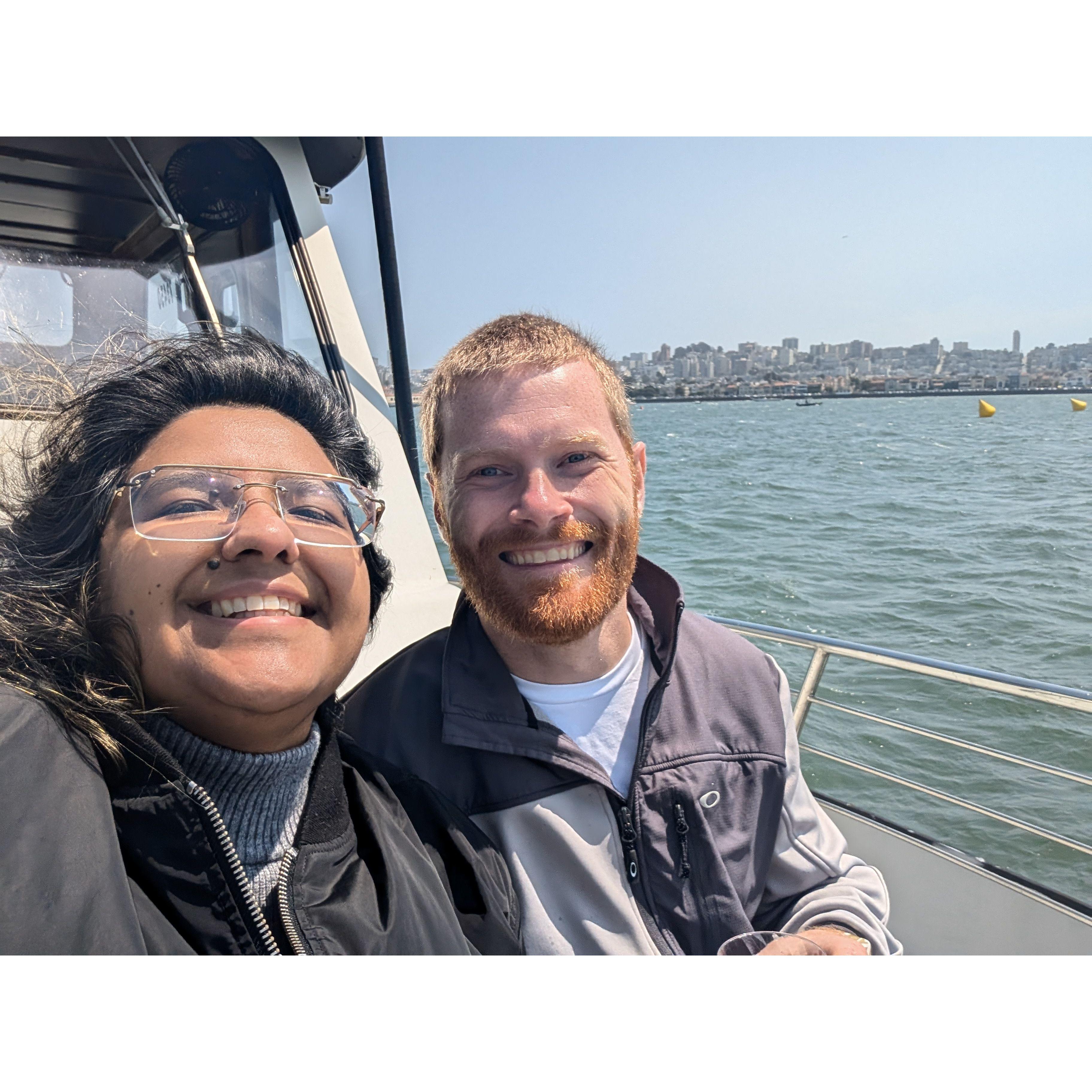 Sam & Rocio on a Boat on the Bay