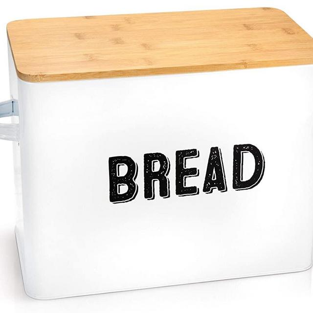 Stylish Farmhouse Bread Box For Kitchen Countertop - Extra Large Breadbox Holds 2+ Loaves Of Bread - Perfect Metal Storage Tin To Keep Your Bread, Bagels, Rolls And Buns Fresh For A Long Time