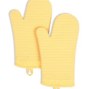 KITCHENAID Ribbed Soft Silicone Oven Mitt 2-Pack Set- Butter Yellow