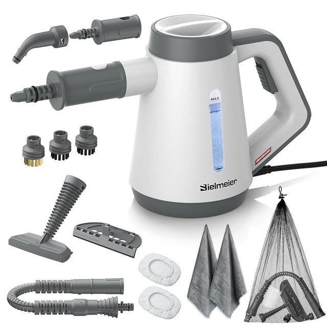 Bielmeier Handheld Pressurized Steam Cleaner - 15s Quick Start, Multi-Functional for Home, Kitchen, Bathroom, 8 Attachments, Chemical-Free, Safe & Efficient Cleaning Solution