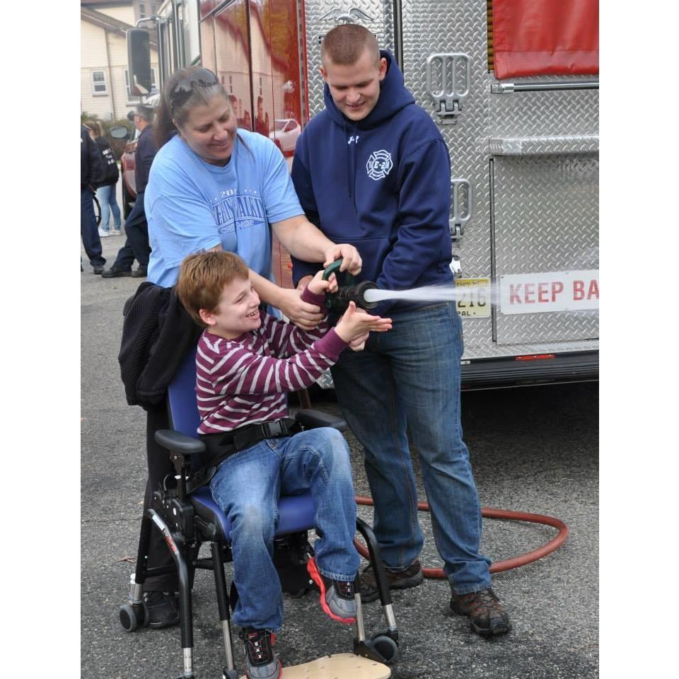 Mike volunteering at a school for Fire Prevention Week