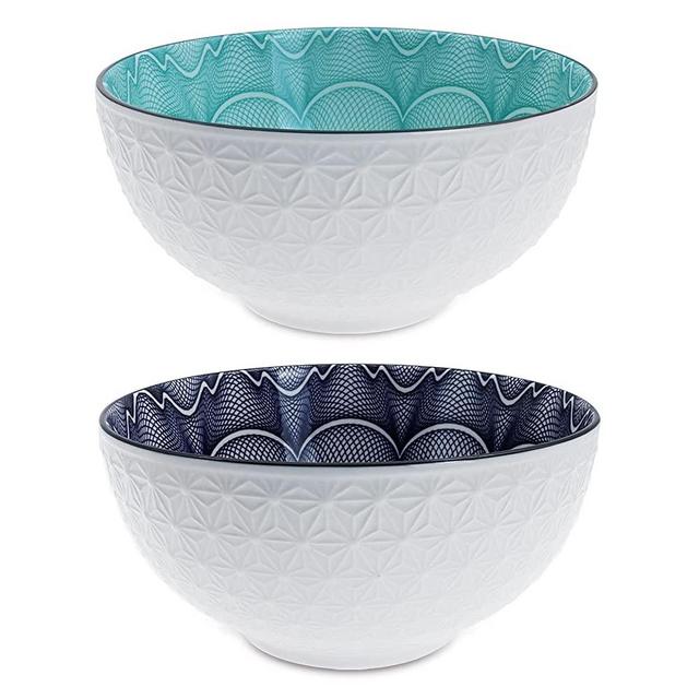 Farielyn-X 8.3" Large Salad Soup Ramen Bowls, 68 OZ Super Stackable Round Fine Porcelain Cereal Pasta Serving Bowl Sets, 2 Pack - Microwavable Ceramic Bowls - Heat and Cold Resistant Porcelain