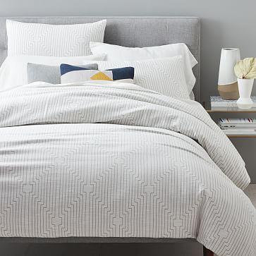 Organic Concentric Squares Jacquard Duvet Cover + Shams