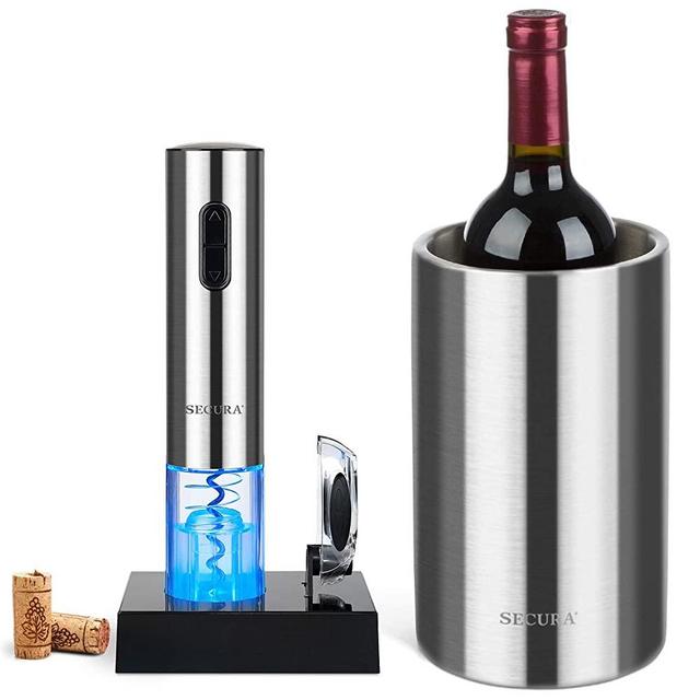 The Secura Premium Stainless Steel Electric Wine Bottle Opener and Ice Bucket Gift Set